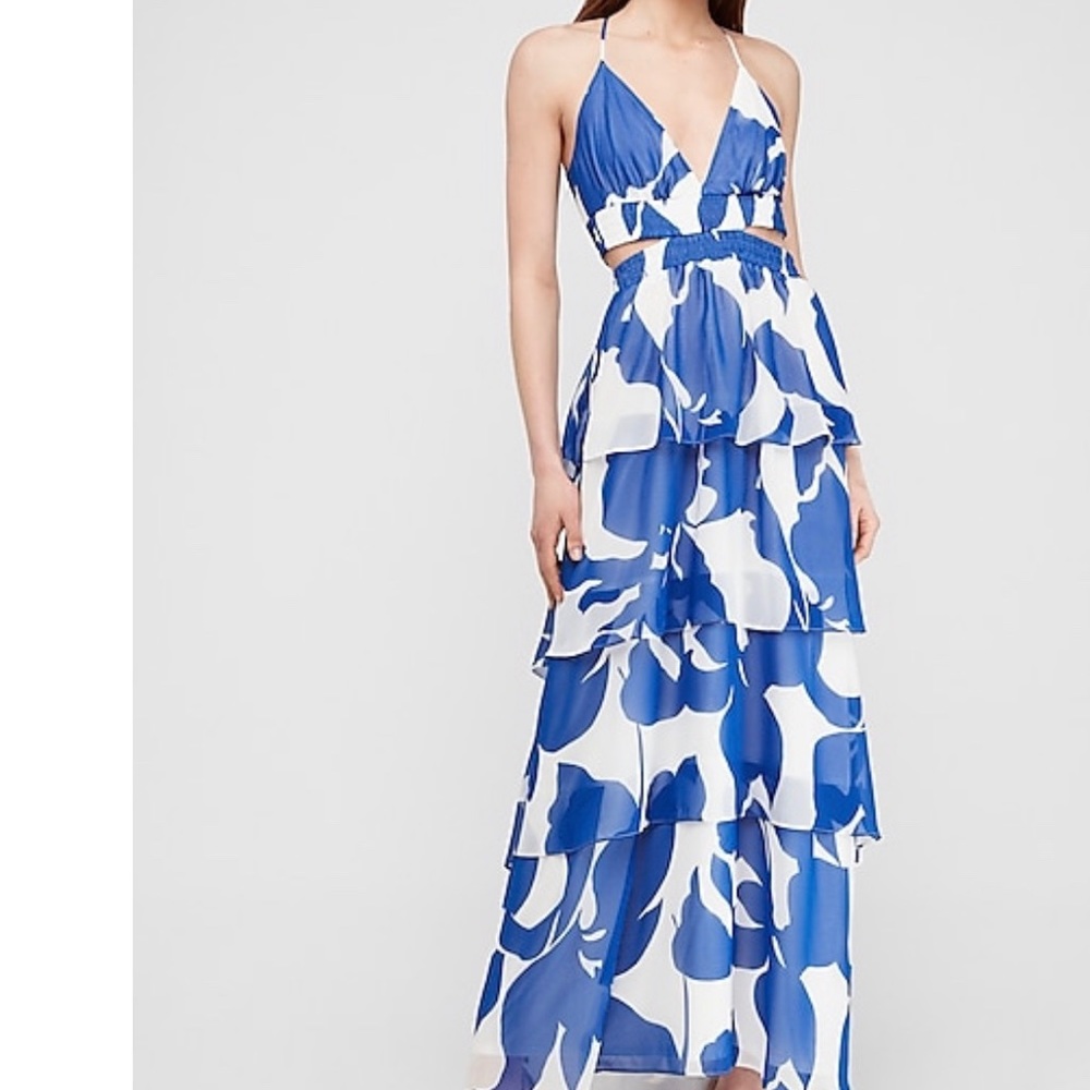 Express floral tiered twist back Maxi dress